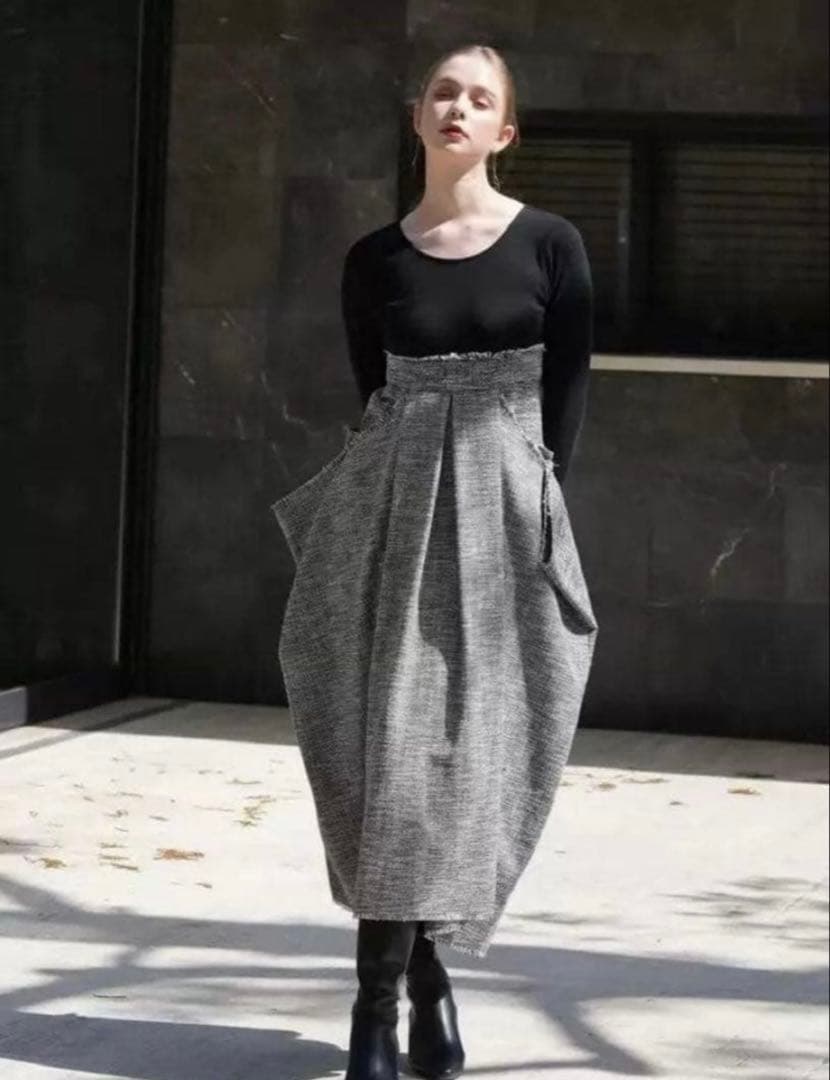 ワンピース acka docking tweed cocoon one-piece