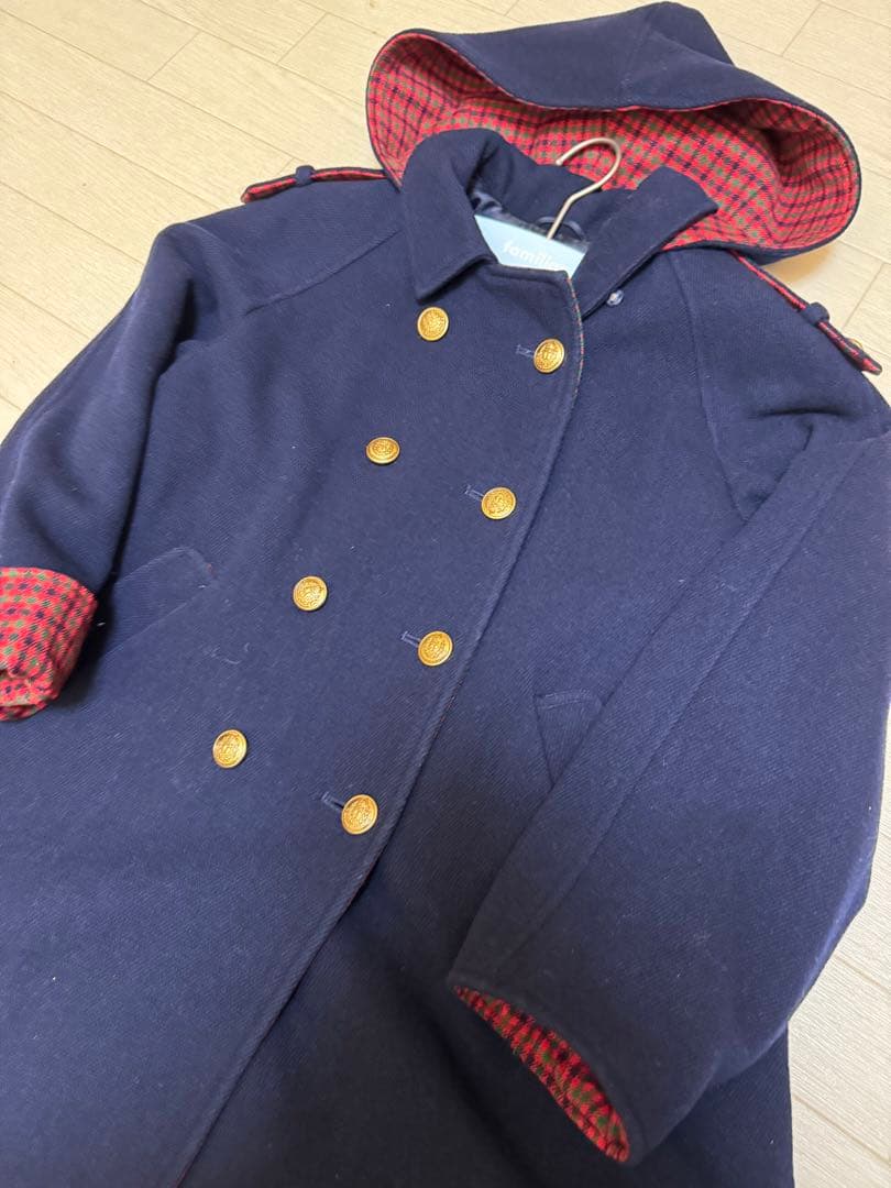 激レア 希少 旧タグ 金ボタン ファミリア チェック Pコート 120