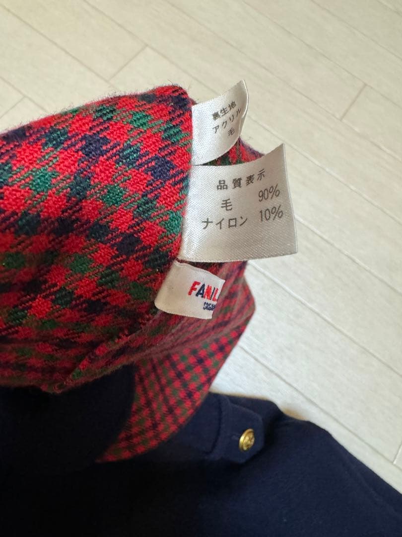 激レア 希少 旧タグ 金ボタン ファミリア チェック Pコート 120