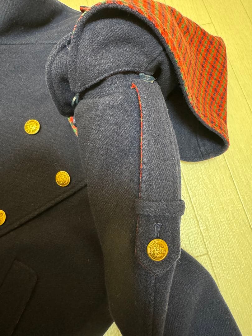 激レア 希少 旧タグ 金ボタン ファミリア チェック Pコート 120