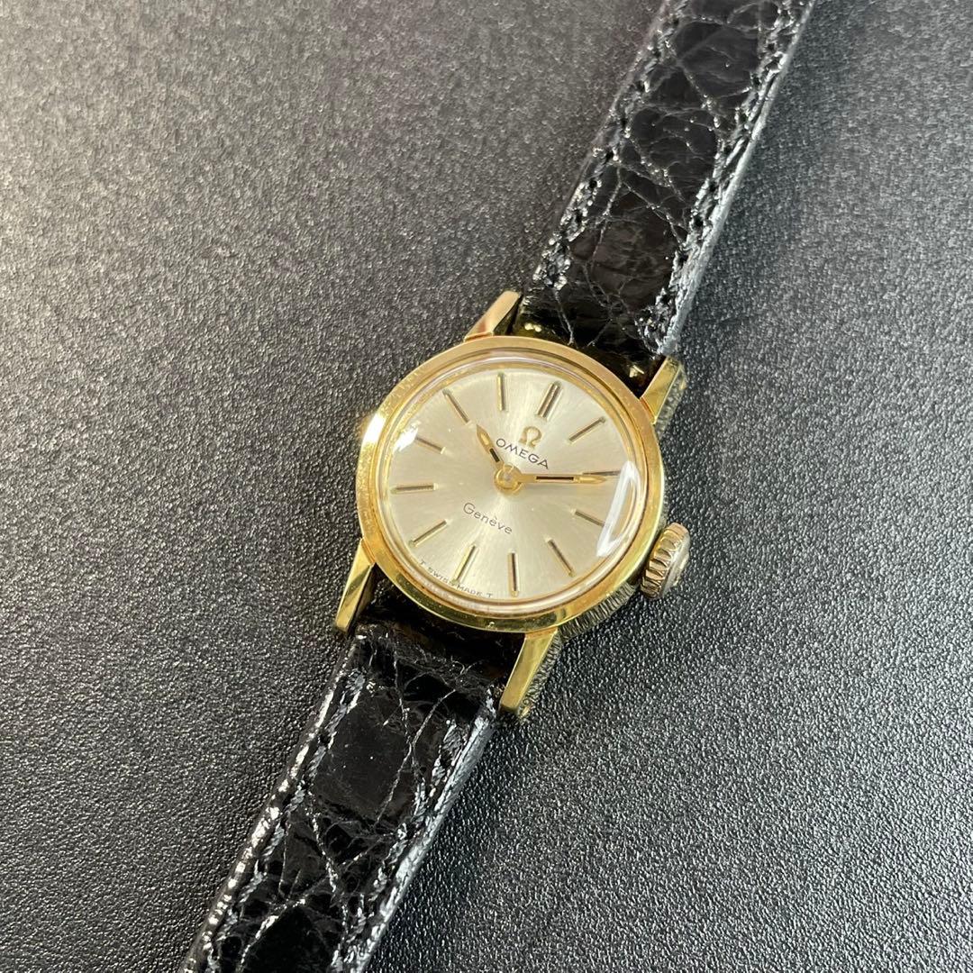 【美品 稼働品】オメガ ジュネーブ 腕時計 手巻き レディース ゴールド 正規品