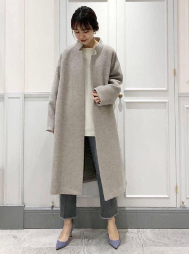 Plage MANTECOスタンドカラーコート　ベージュ 38