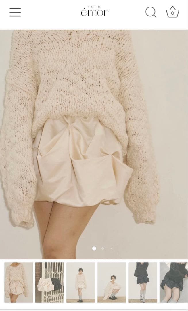 スカート NOTRE emor drape mini skirt ivory