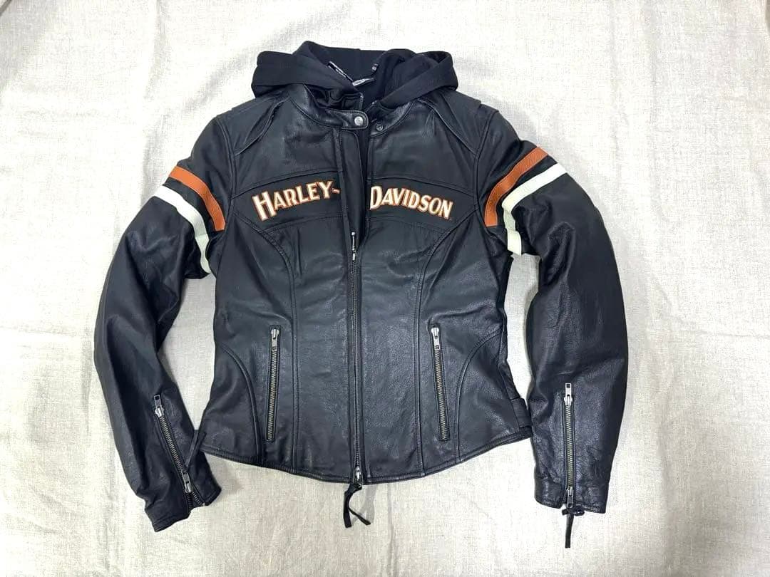 Harley-Davidson レディース パーカー付き 本革ジャケット S