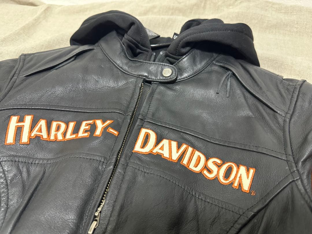 Harley-Davidson レディース パーカー付き 本革ジャケット S