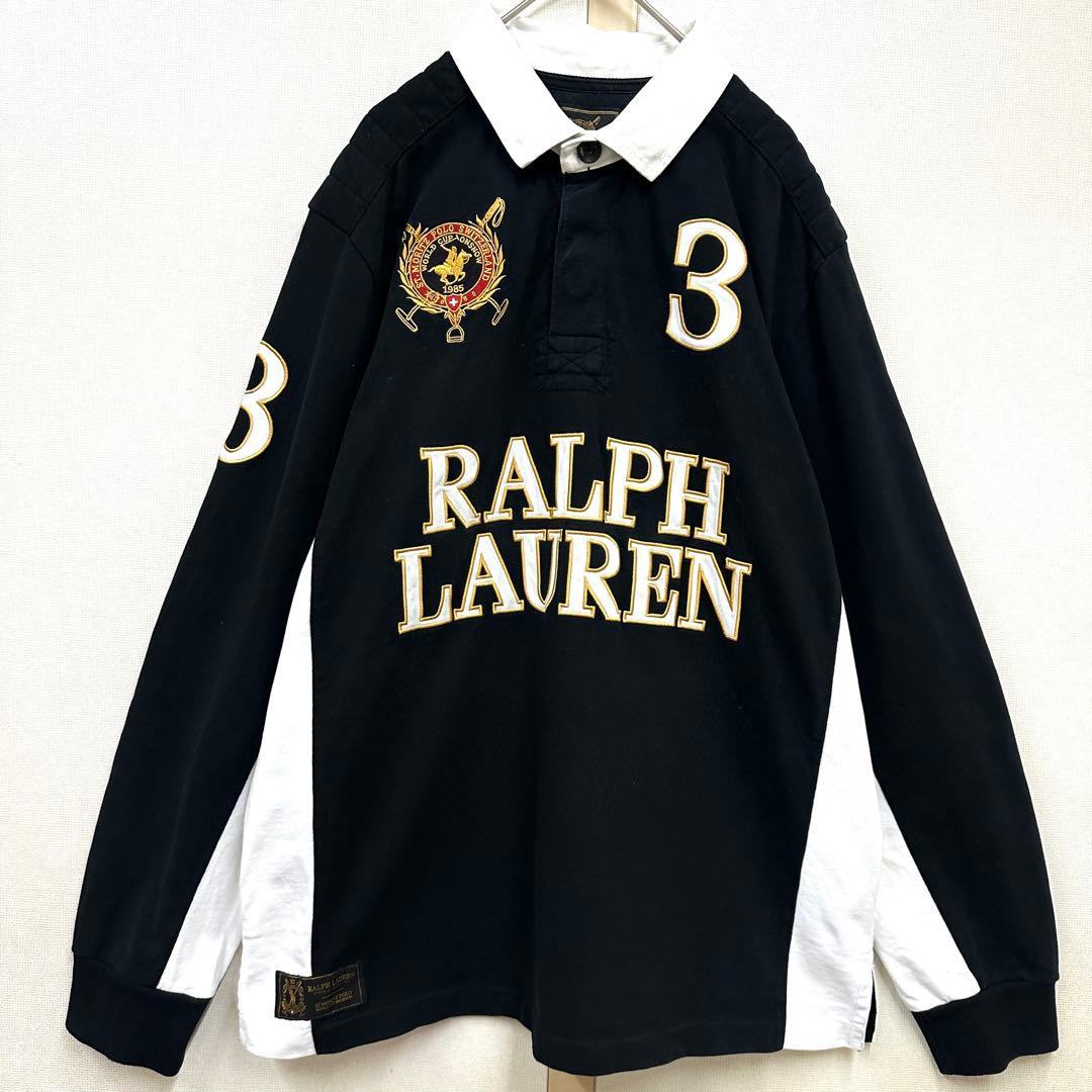 90's ラルフローレン×サンモリッツ ワールドカップ 長袖 ラガーシャツ