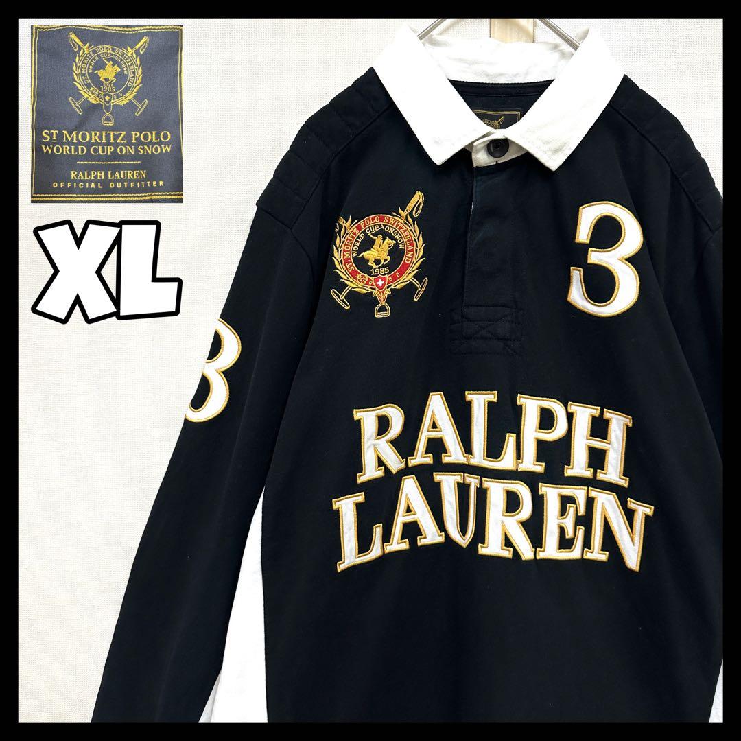 90's ラルフローレン×サンモリッツ ワールドカップ 長袖 ラガーシャツ