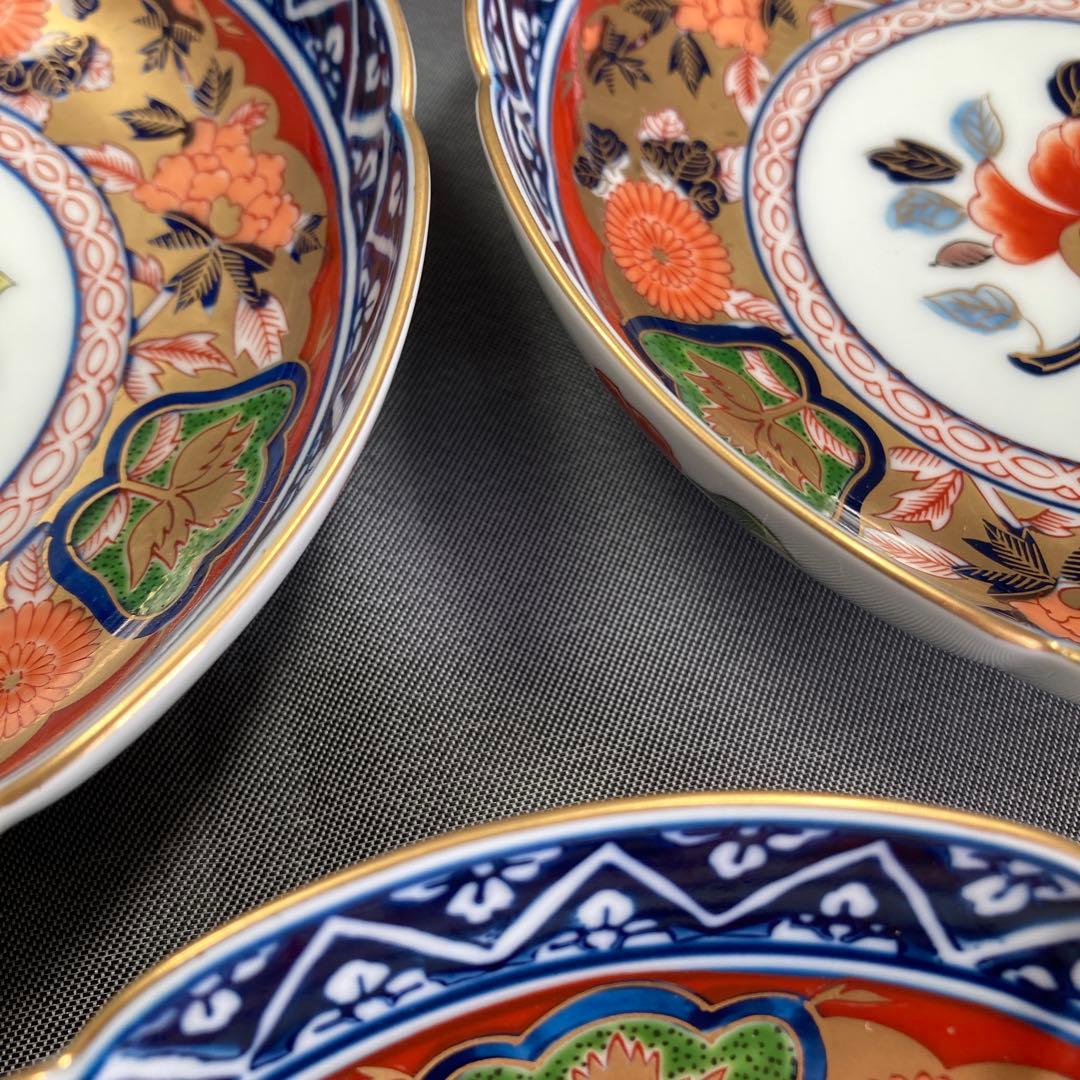 有田焼　其泉　極錦　金彩　古伊万里様式　銘々皿揃　花菱　赤絵　菊　牡丹　貴美堂