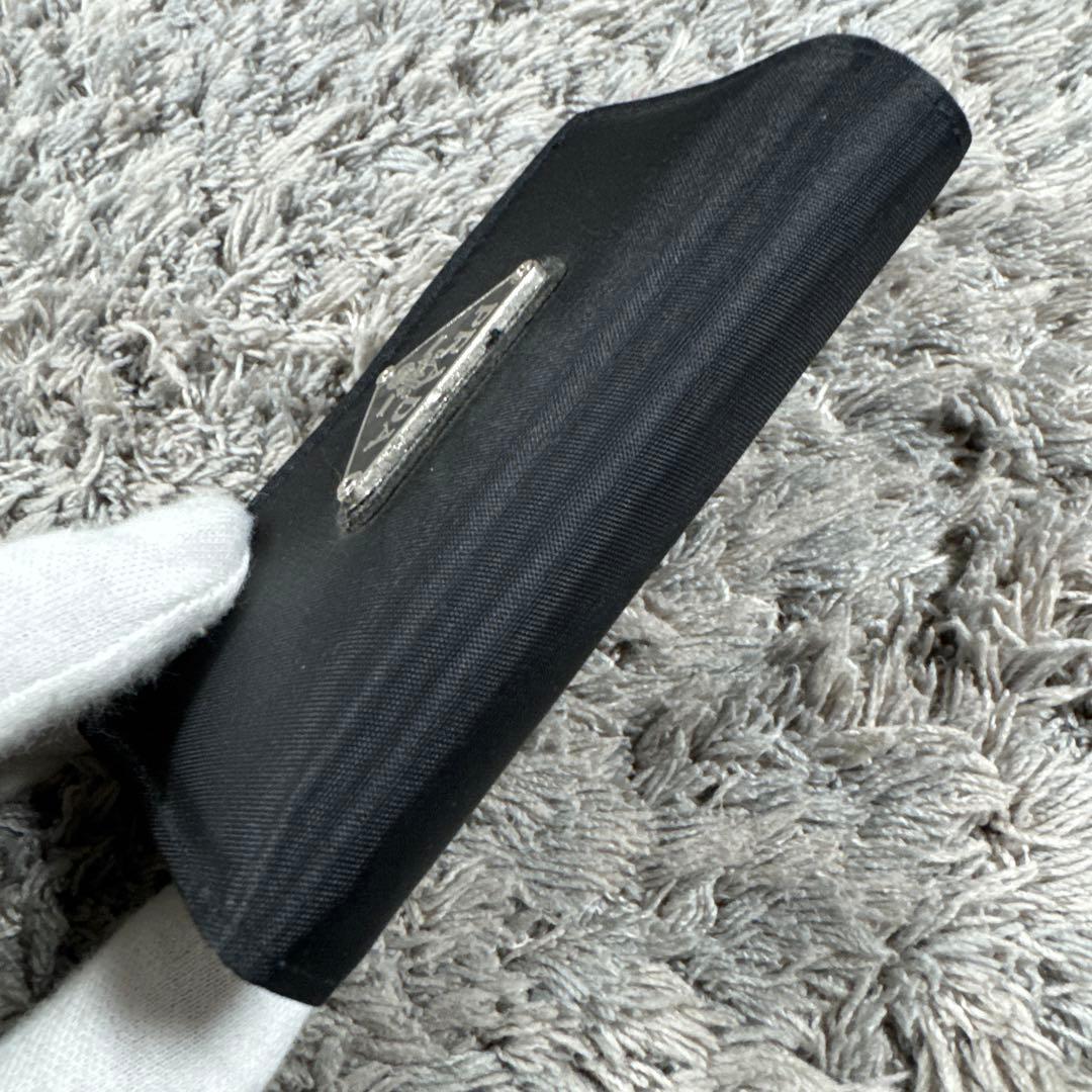 PRADA プラダ 三角プレート 6連 キーケース ナイロン ブラック