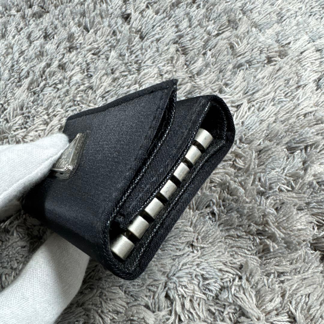 PRADA プラダ 三角プレート 6連 キーケース ナイロン ブラック