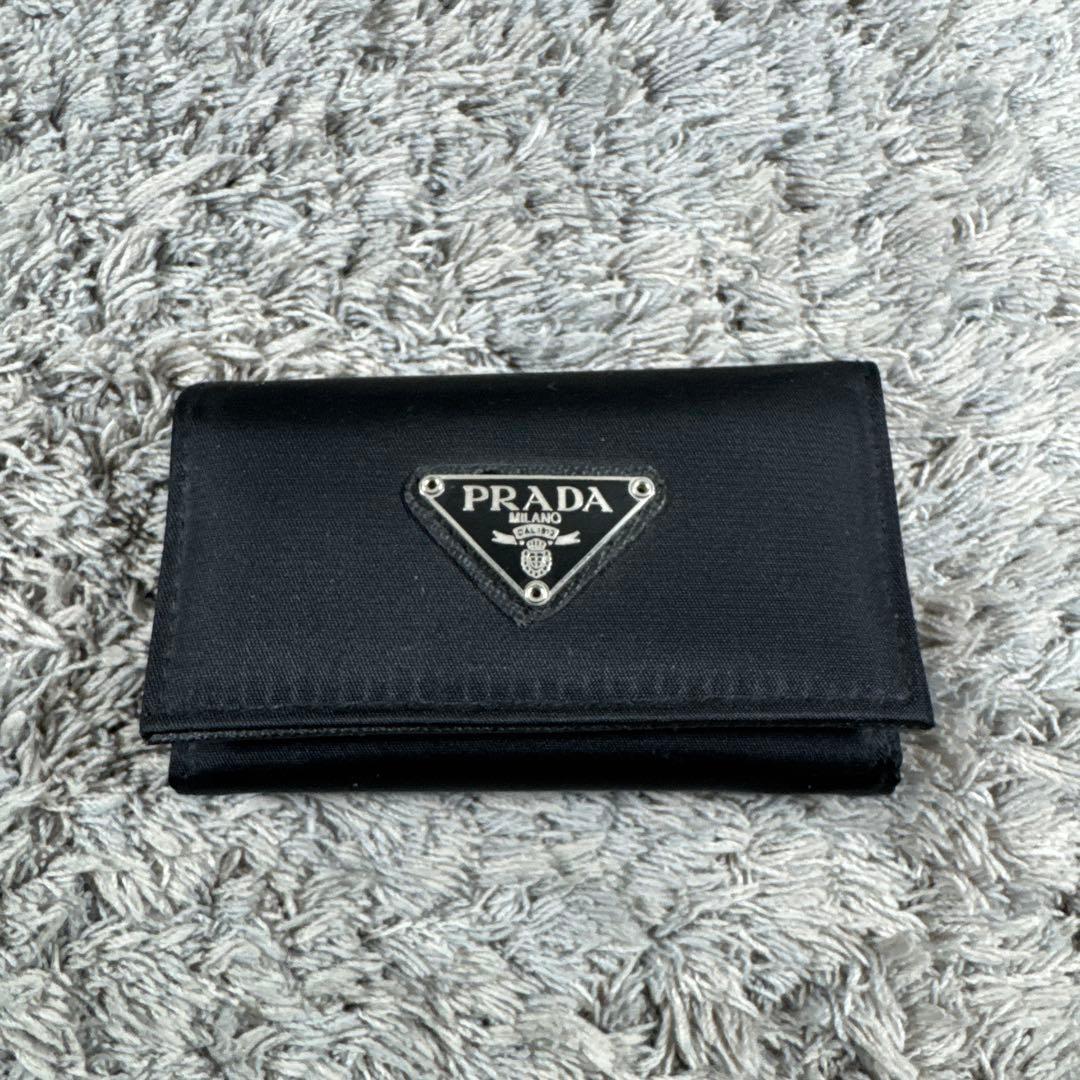 PRADA プラダ 三角プレート 6連 キーケース ナイロン ブラック