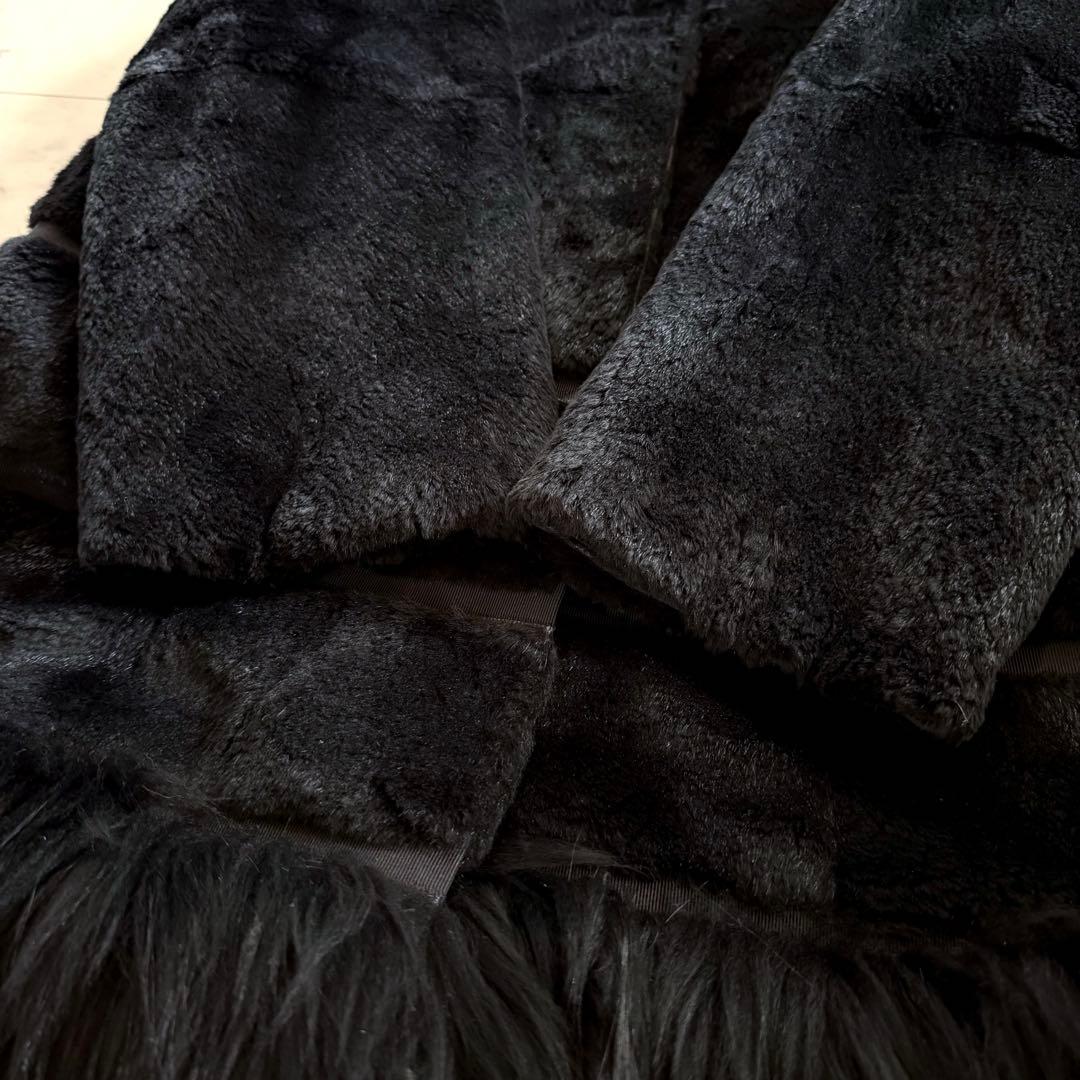 美品★マックスマーラ 高級リアルファー ロングコート ブラック 40