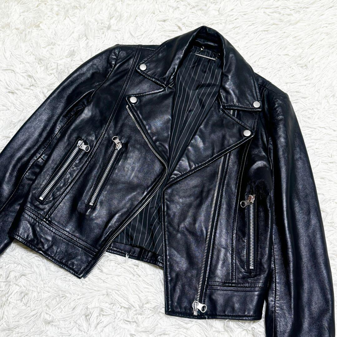 近年モデル ジェイダ ラムレザー ダブルライダースジャケット F 羊革 本革