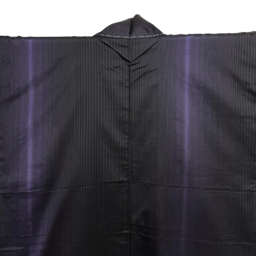 未着用　小紋　染め大島紬　アンサンブル　縦縞　モード　着物　124b d ms