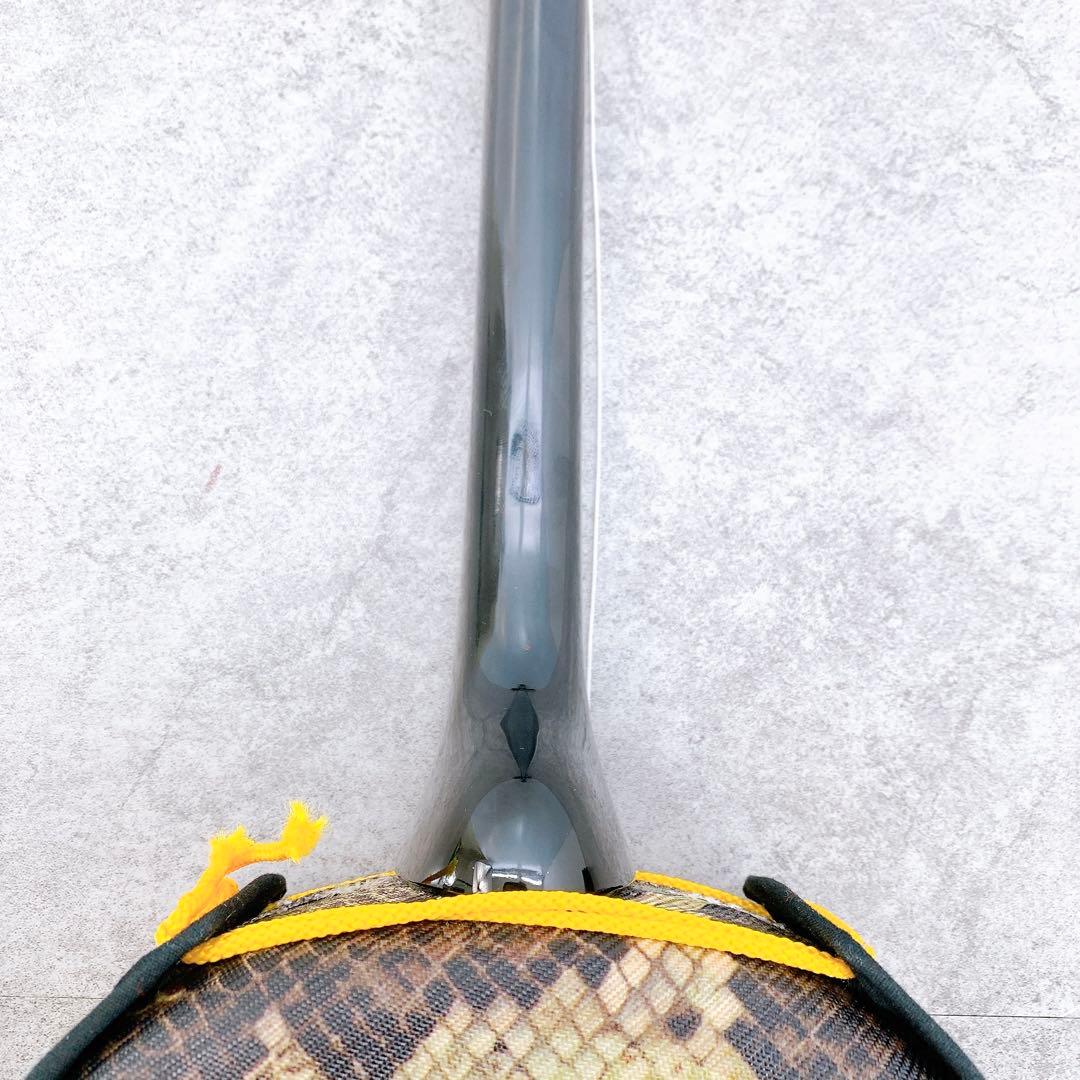 美品 沖縄三線 人工皮 蛇柄 弦楽器 琉球 黒塗り ケース付 初心者 入門モデル
