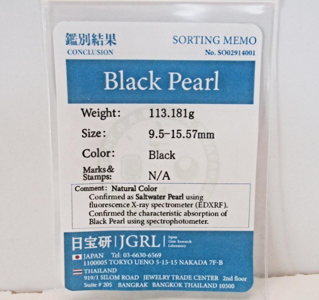 セール☆ 希少☆黒蝶本真珠ロングネックレス ９-１５.５mm 鑑別付