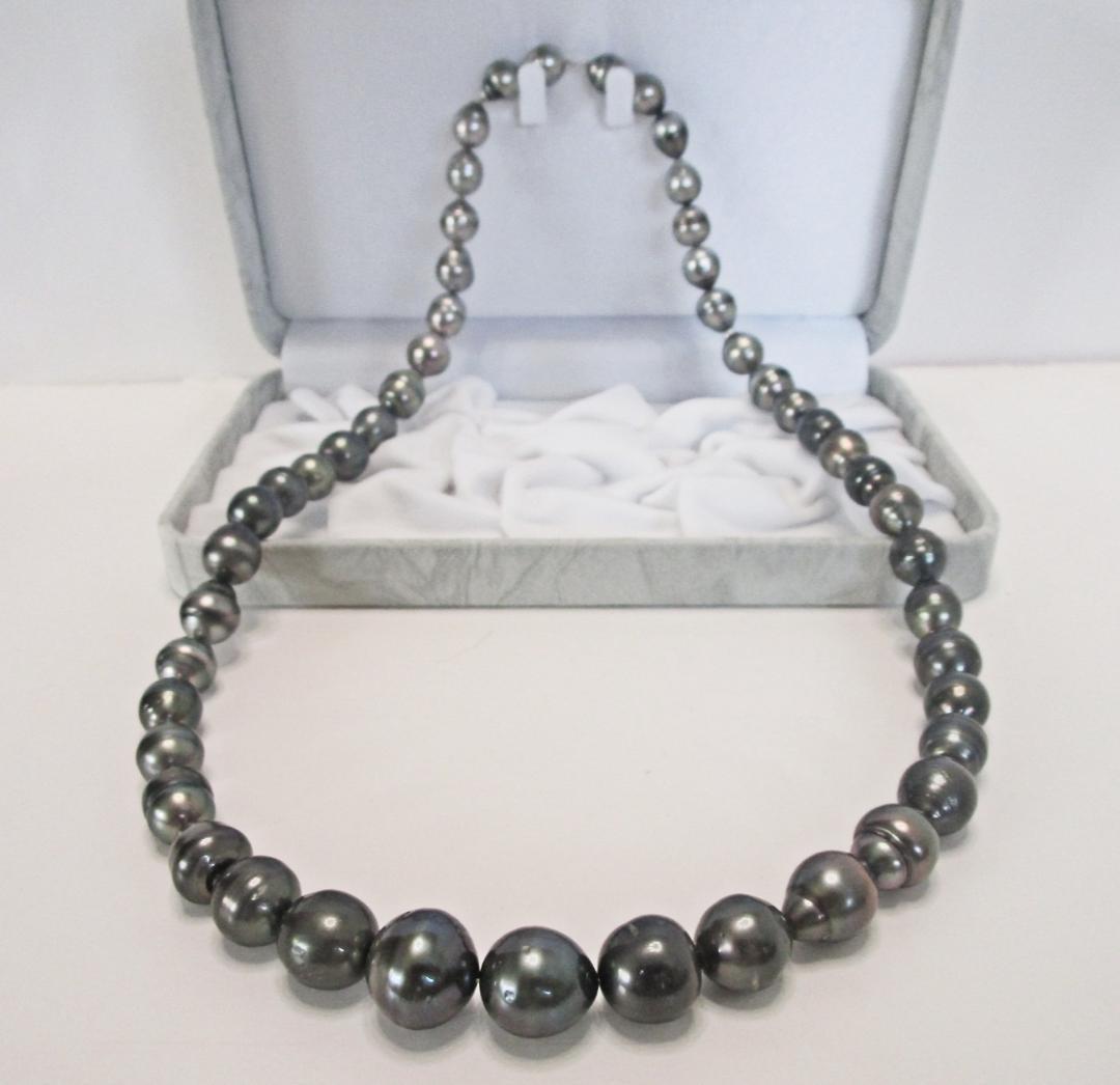 セール☆ 希少☆黒蝶本真珠ロングネックレス ９-１５.５mm 鑑別付