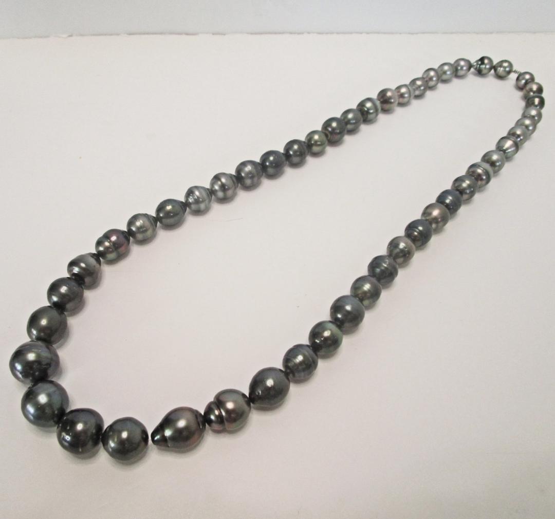 セール☆ 希少☆黒蝶本真珠ロングネックレス ９-１５.５mm 鑑別付