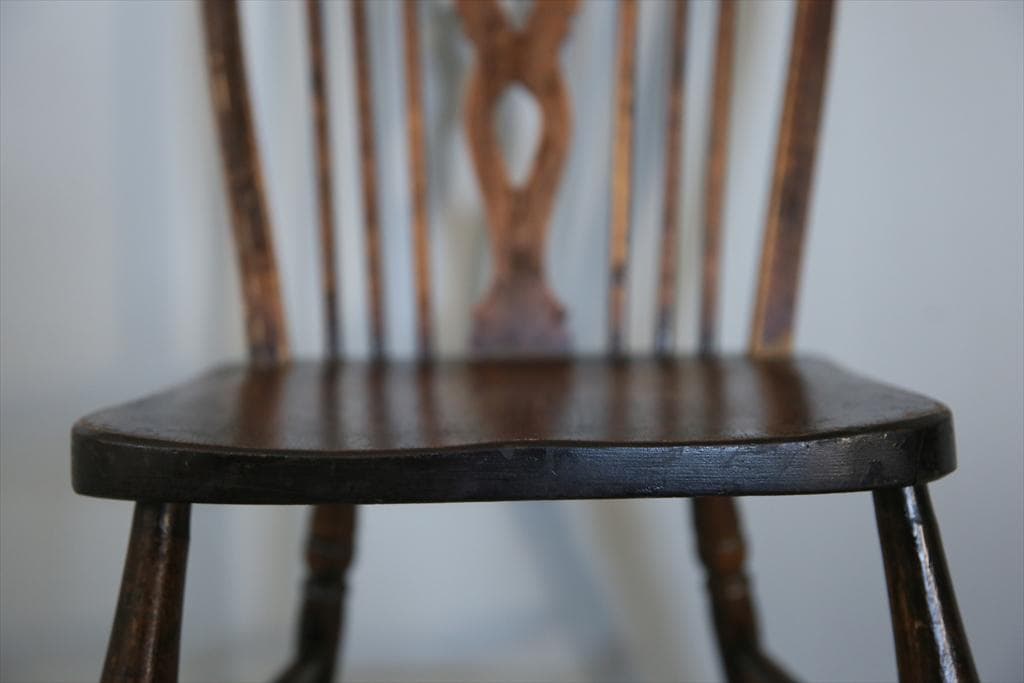 英国アンティーク木製ホイールバックチェア/ダイニングイス/椅子(92-38-1)