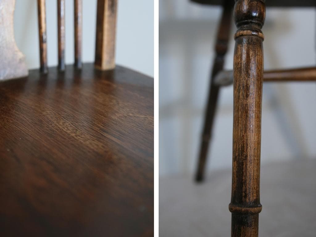 英国アンティーク木製ホイールバックチェア/ダイニングイス/椅子(92-38-1)