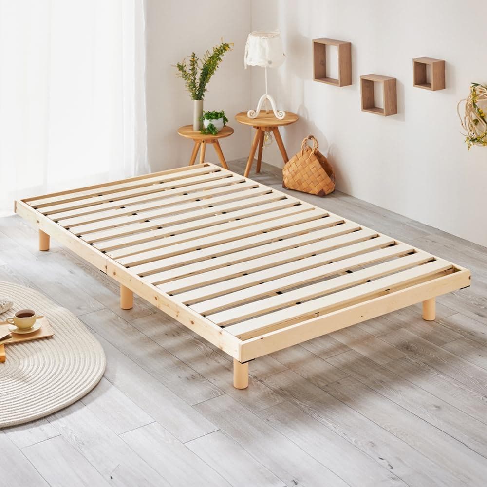 アイリス ベッド ベッドフレーム セミダブル 2段階 すのこベッド ナチュラル