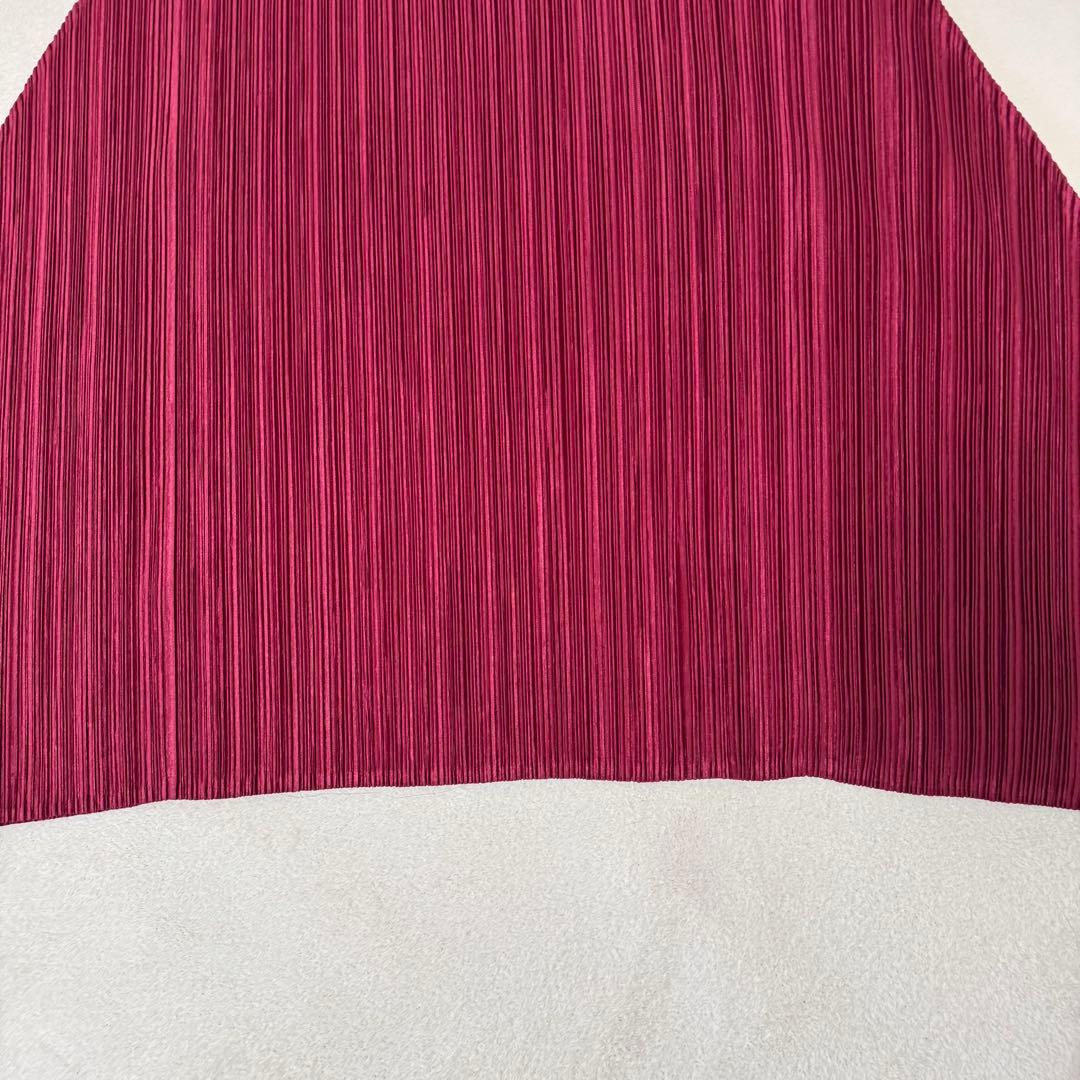 極美品✨PLEATS PLEASE ロングワンピース　ワインレッド　フレア