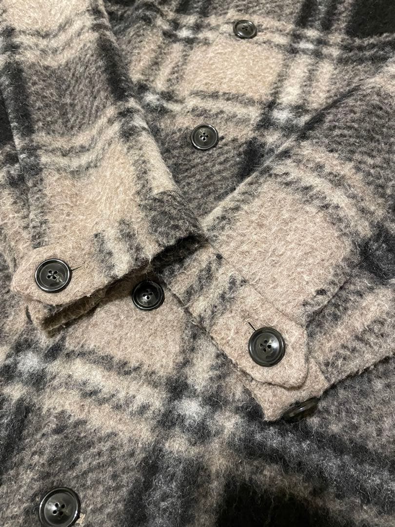 BEAMS BOY スライバー タータンチェック ノーカラーコート