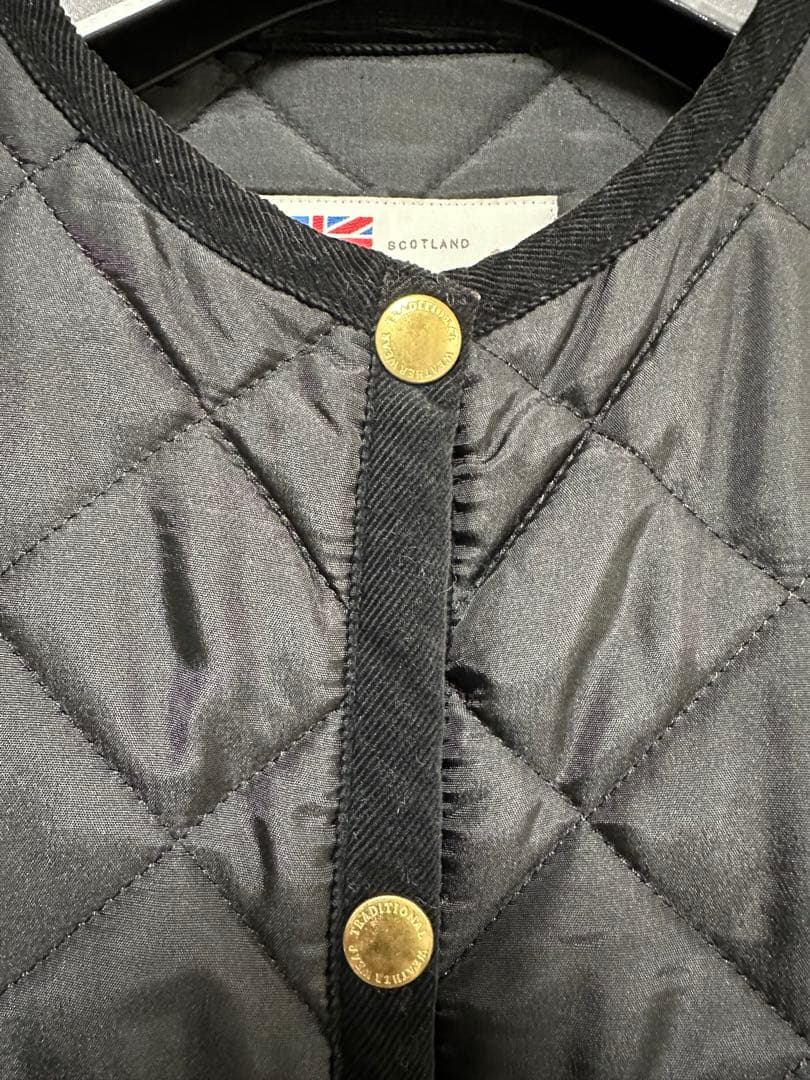 トラディショナルウェザーウェア　アークリー ロング　キルティングコート　ブラック