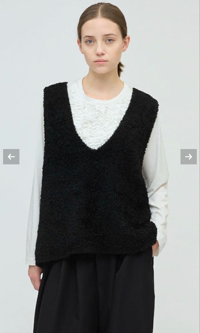 mizuiroind ヘアリーVネックベスト 黒