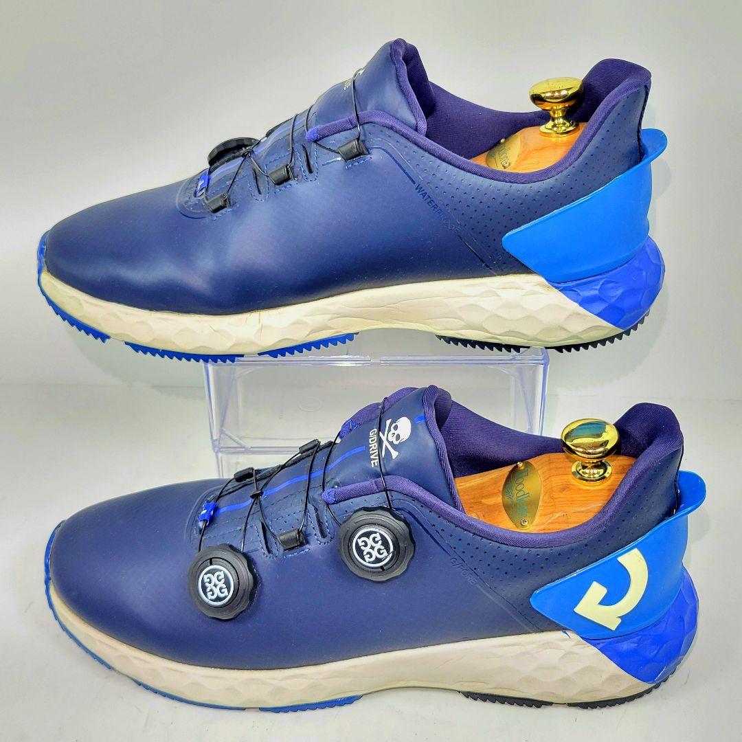 【美品】ジーフォア　ゴルフシューズ　ネイビー　ボア　スパイクレス