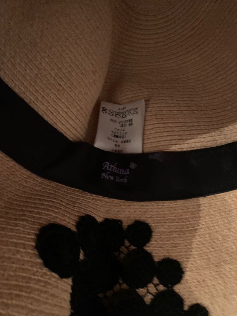 本日最終！！極美品Athena New York総花柄風ラフィア ストローハット