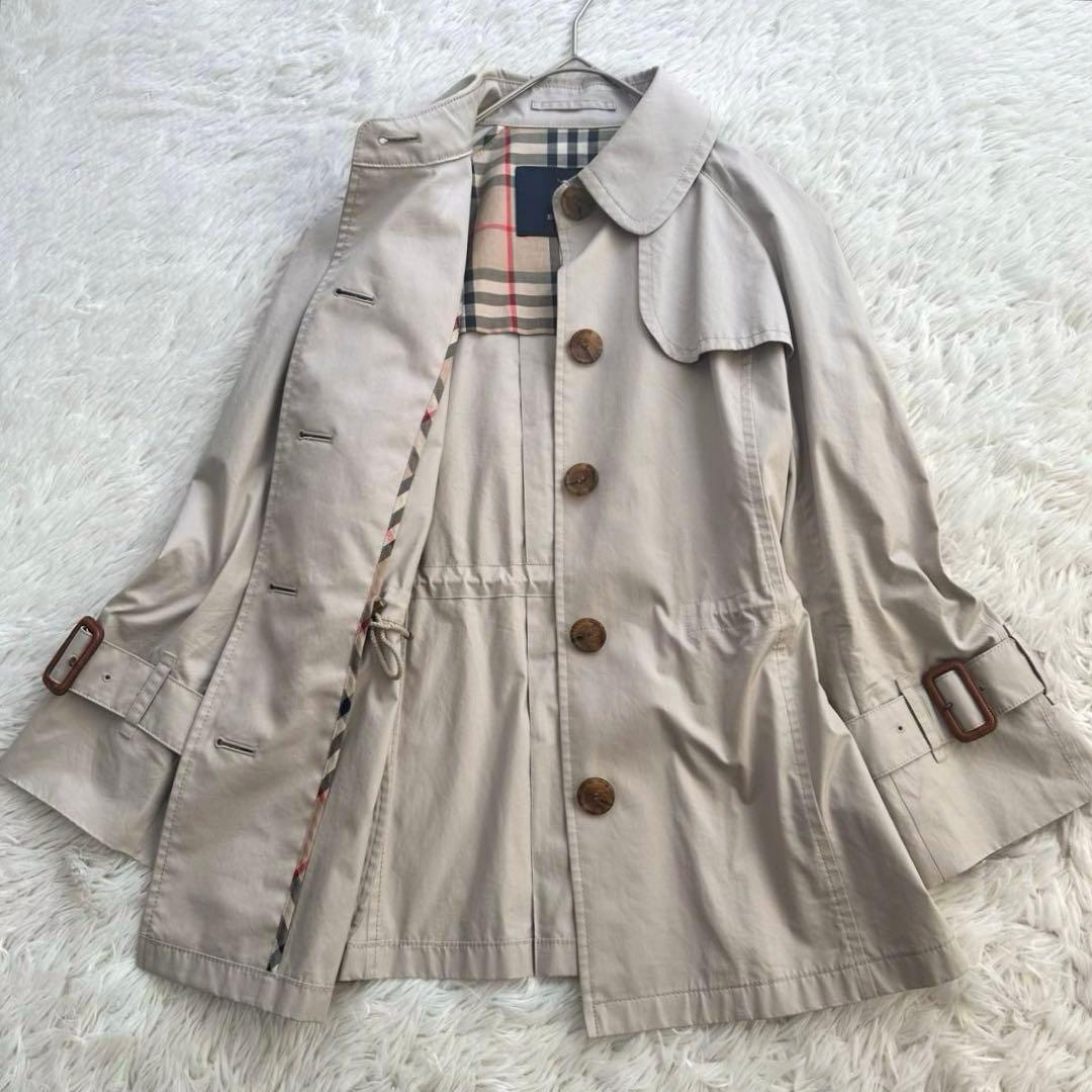 バーバリーロンドン トレンチコート ショート丈 ノバチェック ベージュ L 春物