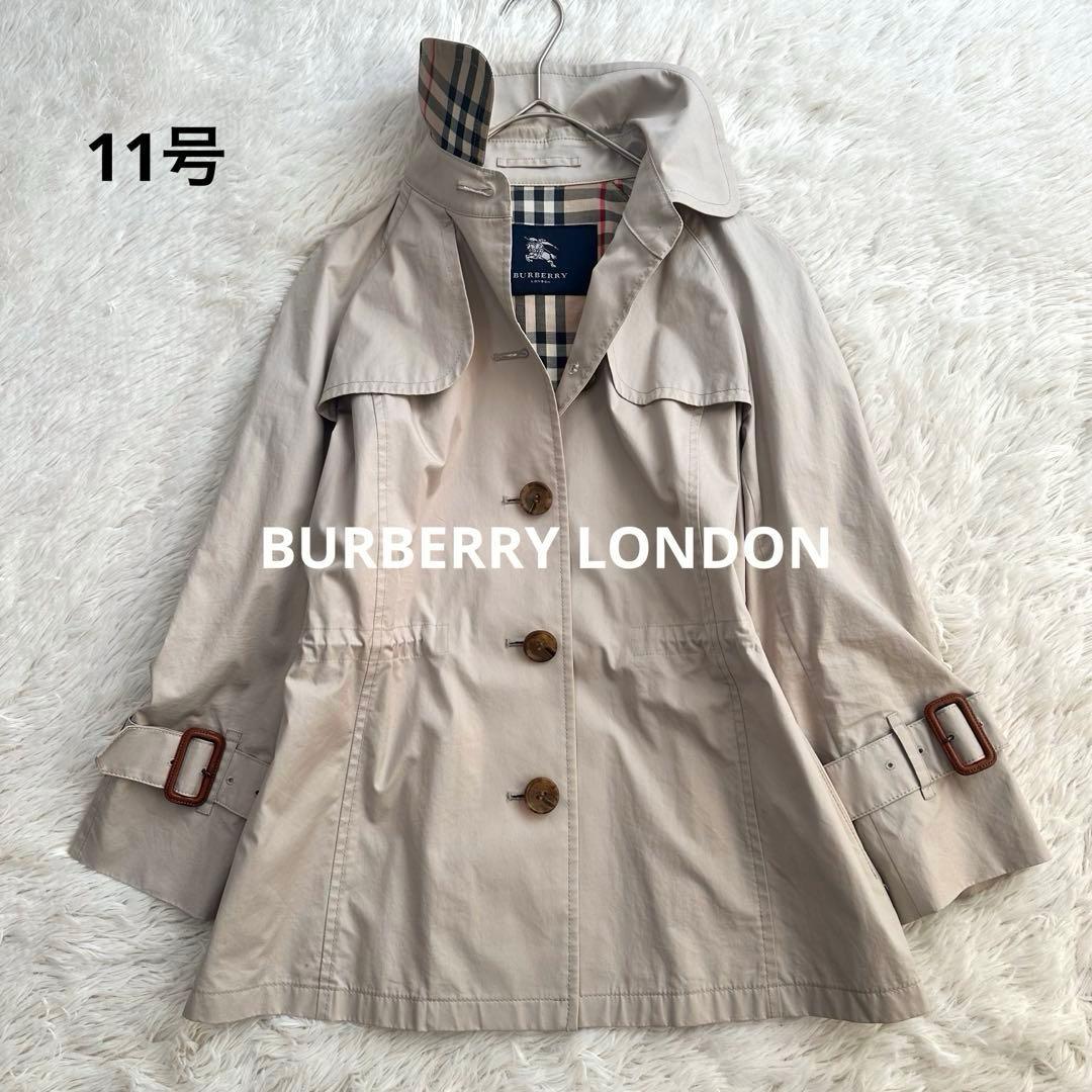 バーバリーロンドン トレンチコート ショート丈 ノバチェック ベージュ L 春物