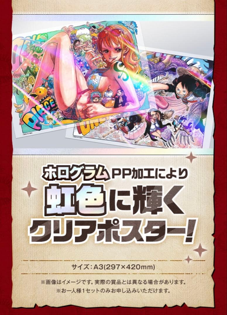 ワンピース　ホログラムクリアポスター　応募者全員サービス　【新品未開封品】