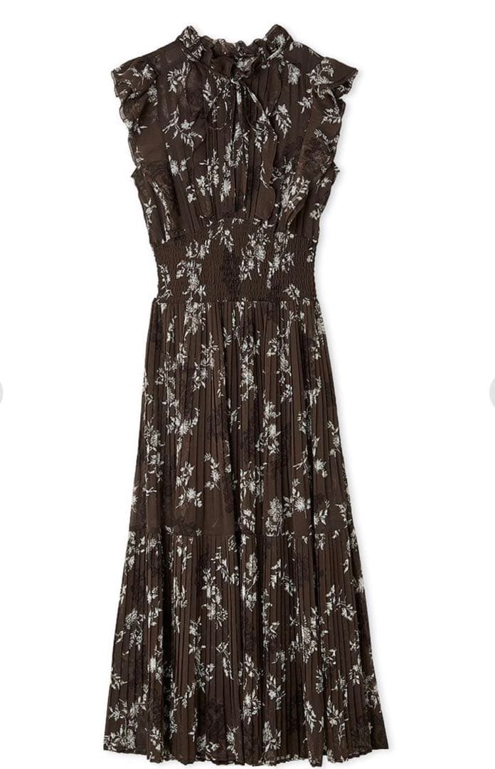 snidel♡スナイデル♡プリント プリーツ シャーリング ワンピース サイズ0