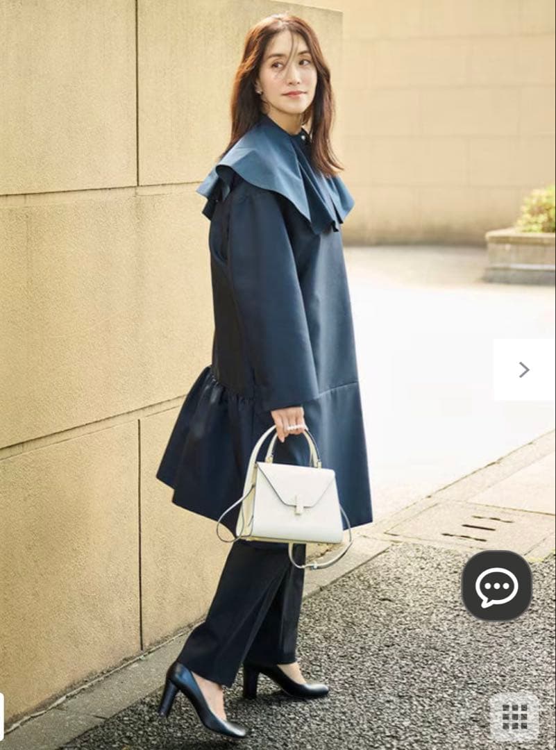 定価39.930円ONWARD セレモニーにもバックペプラムコート ネイビー