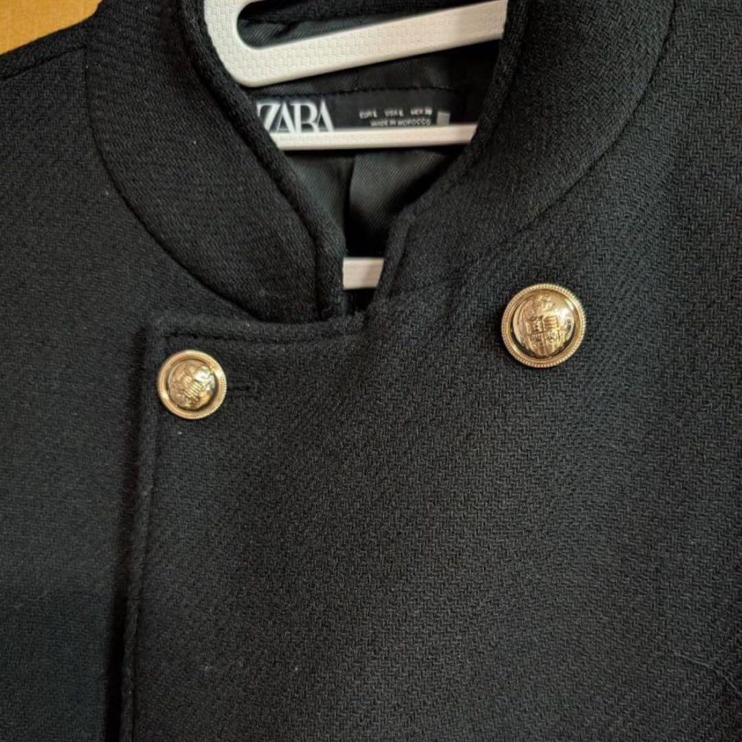 ZARA 新品 ウールダブルブレストコート ゴールドボタン L