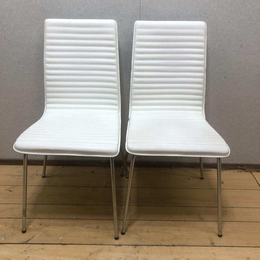 送料無料 ニトリ ダイニングチェア クーポ2 ホワイト 合成皮革 250918