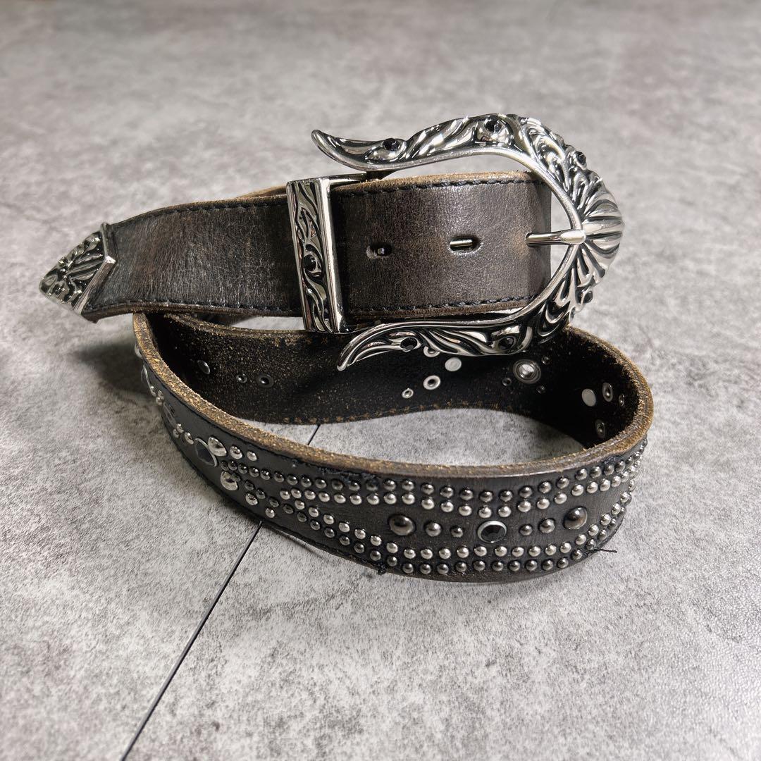 希少【TORNADO MART】スタッズレザーベルト/Y2K/opium/お兄系
