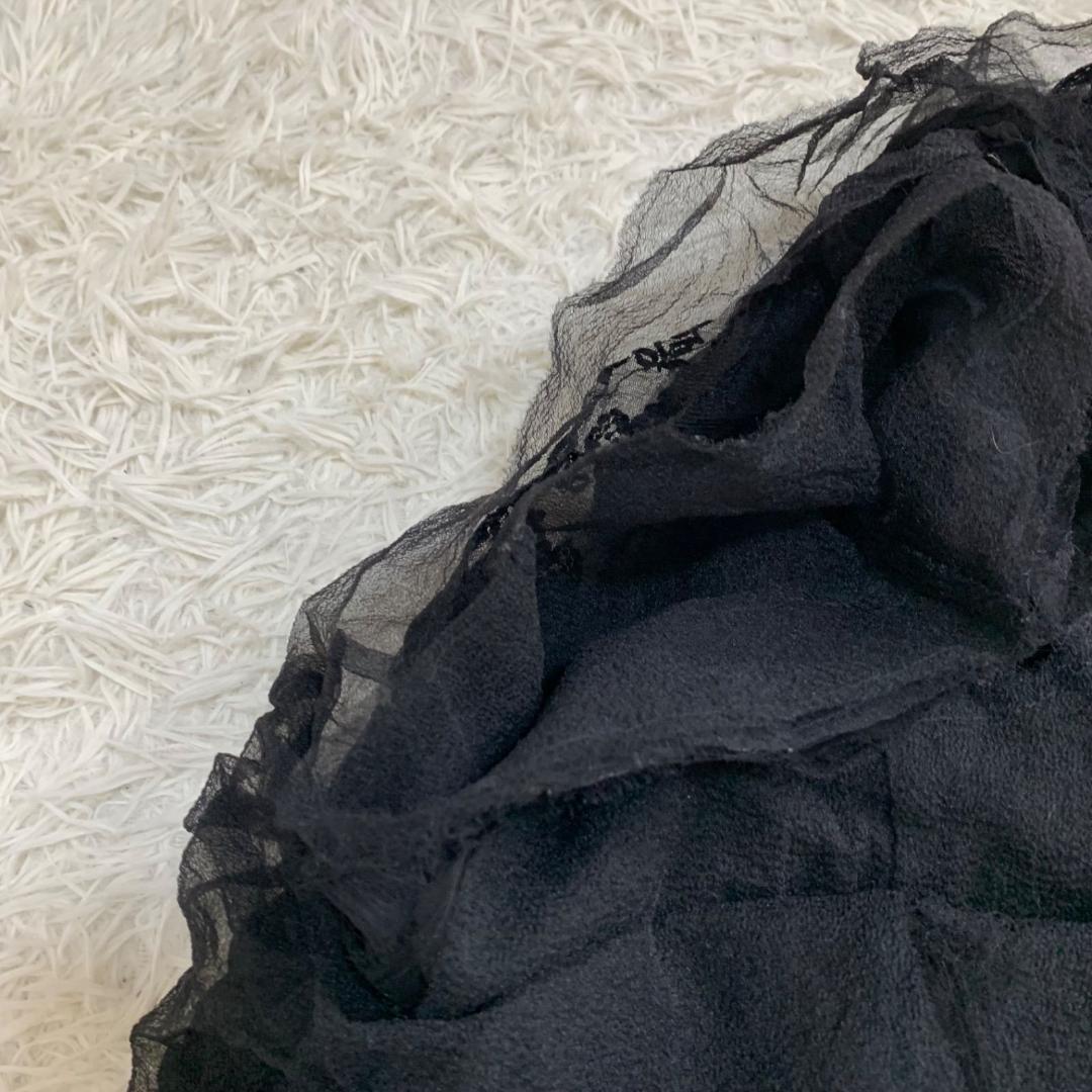 16494✨90s コムデギャルソン フリル 花レース ブラウス チュニック 黒