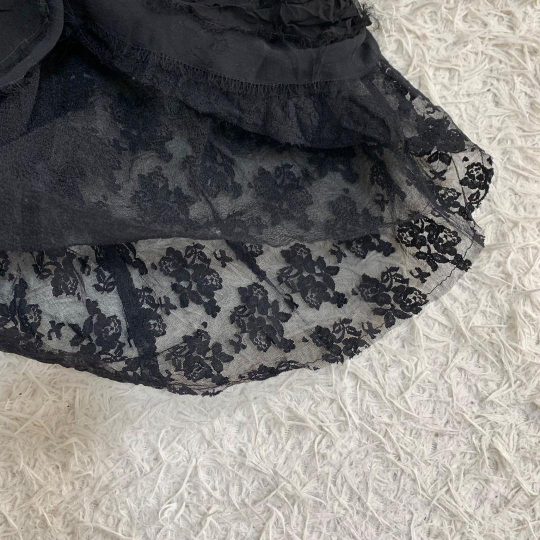 16494✨90s コムデギャルソン フリル 花レース ブラウス チュニック 黒