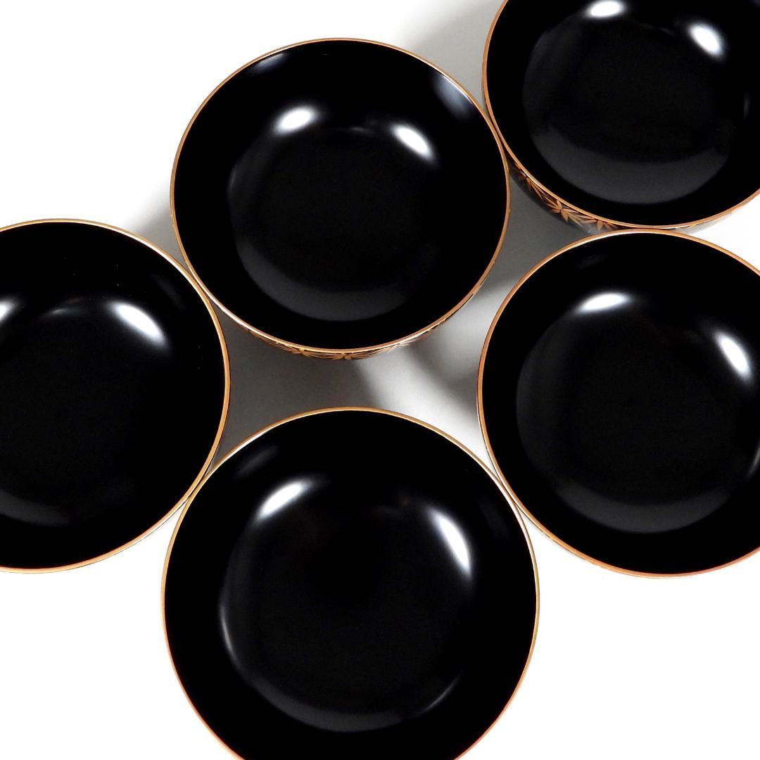 木田理平造 本金時代蒔絵 桐竹紋 吸物椀 五客 共箱