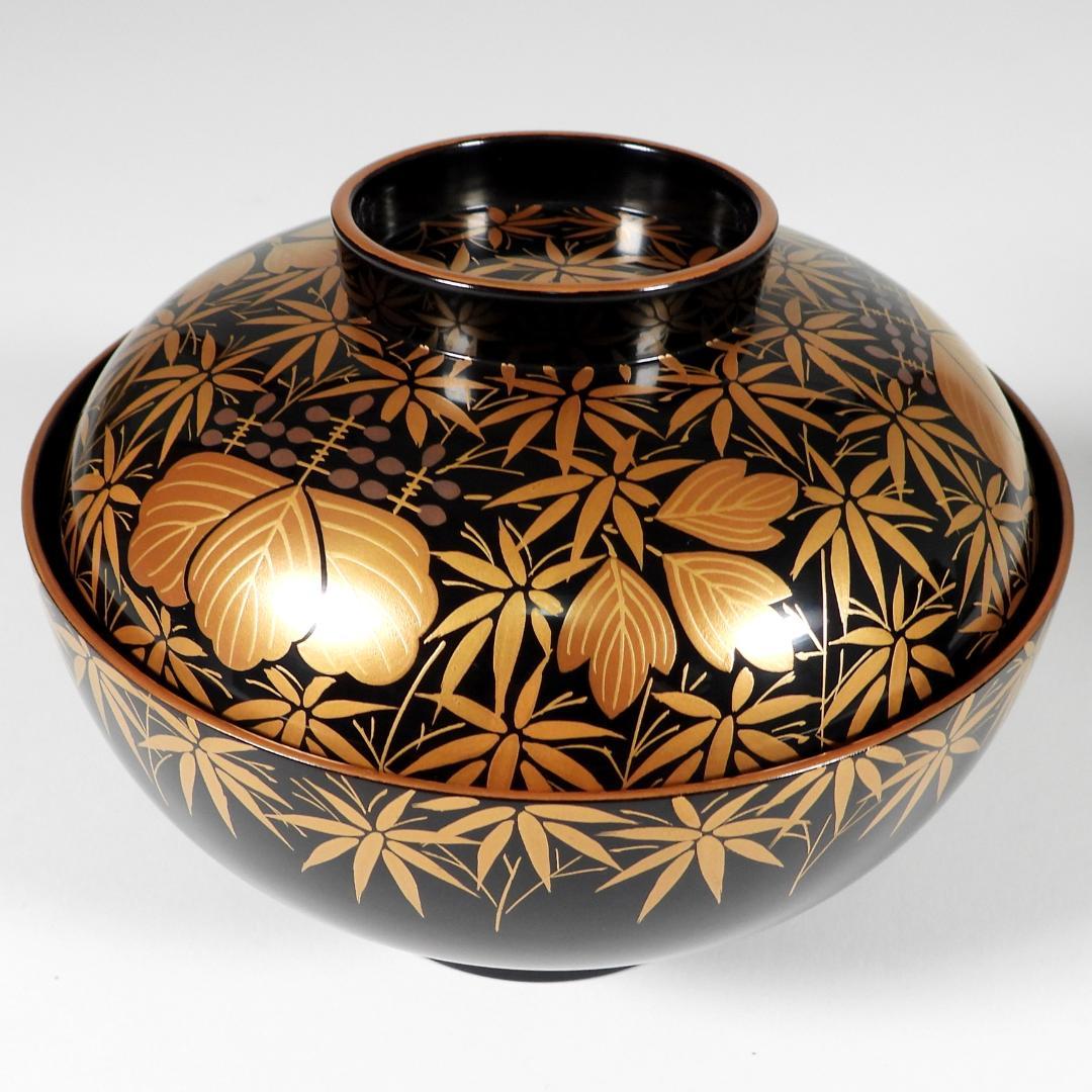 木田理平造 本金時代蒔絵 桐竹紋 吸物椀 五客 共箱