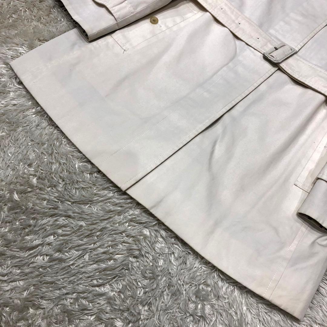 バーバリーロンドン ステンカラーコート オフホワイト系 ノバチェック裏地 11号