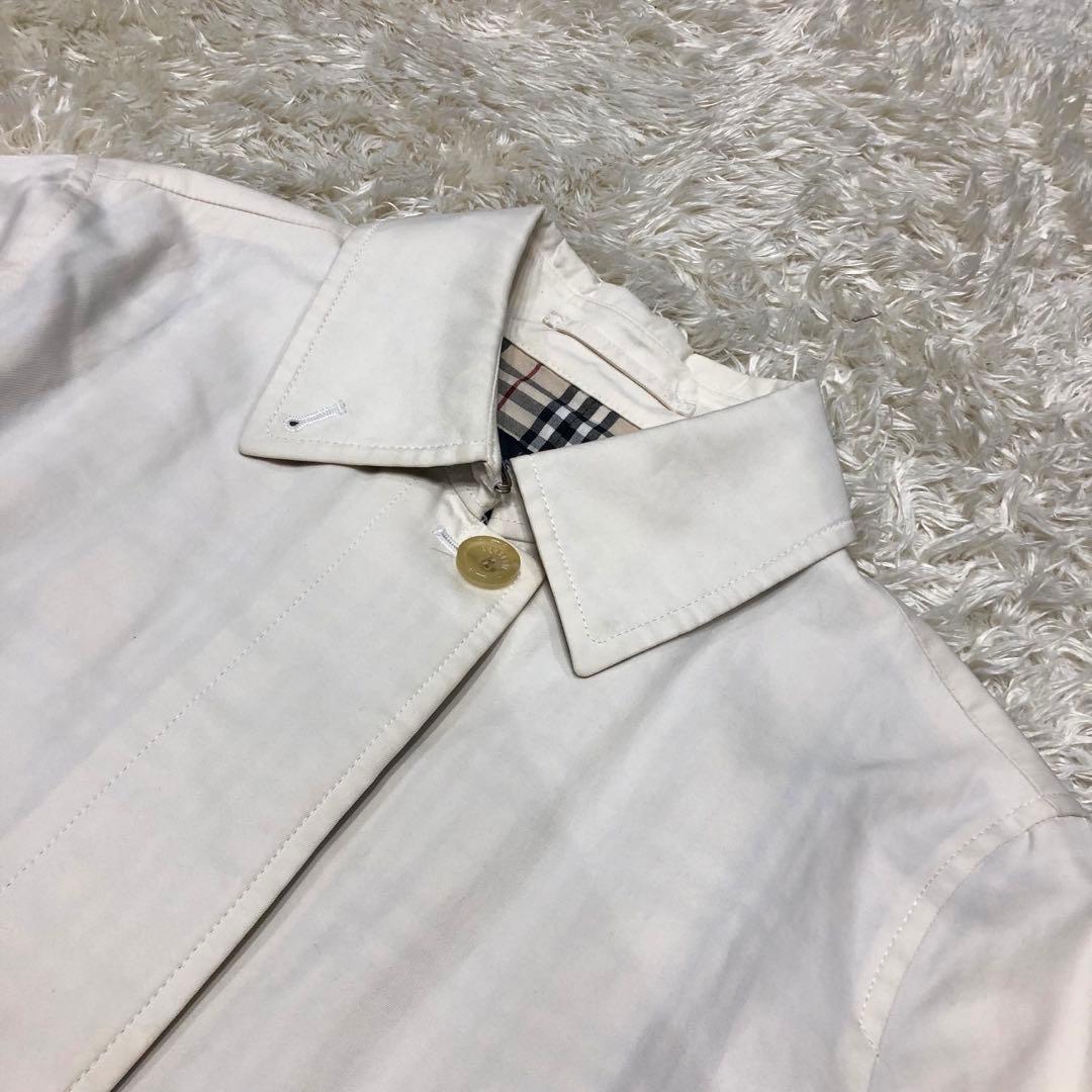 バーバリーロンドン ステンカラーコート オフホワイト系 ノバチェック裏地 11号