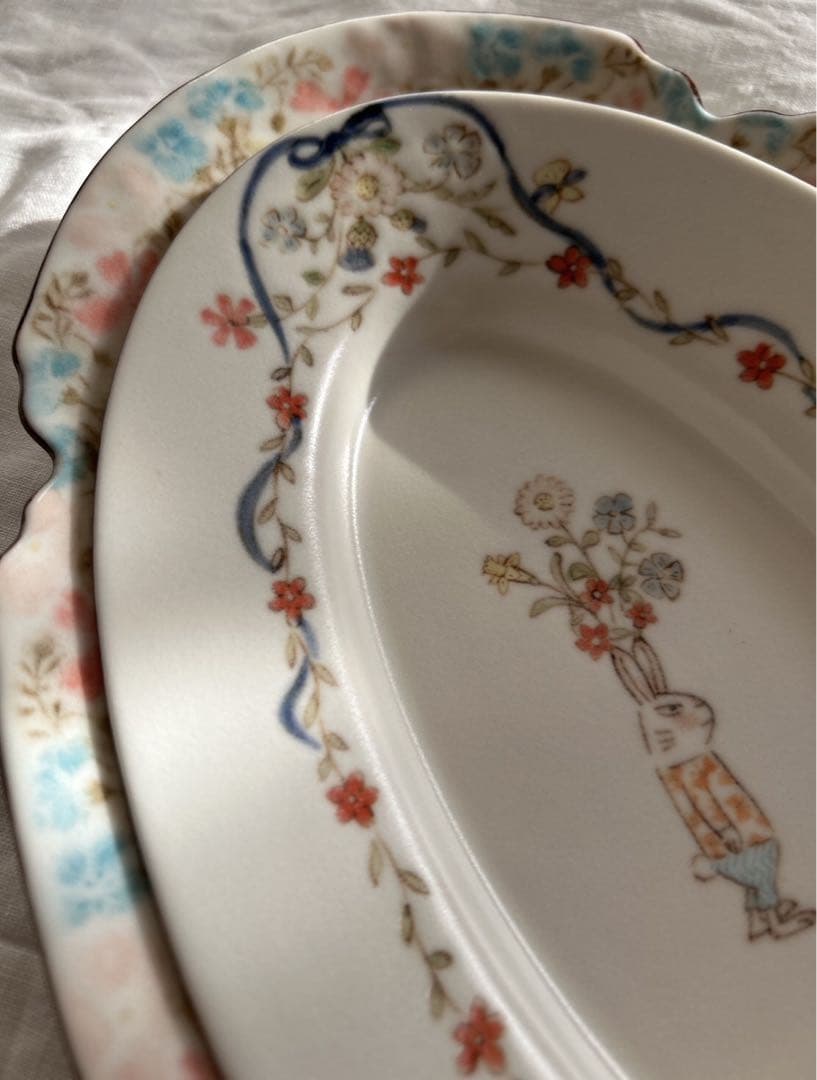 新品未使用❀　中川洋子　オーバルプレート　絵付け皿　陶芸作家　益子焼　お皿　音屋