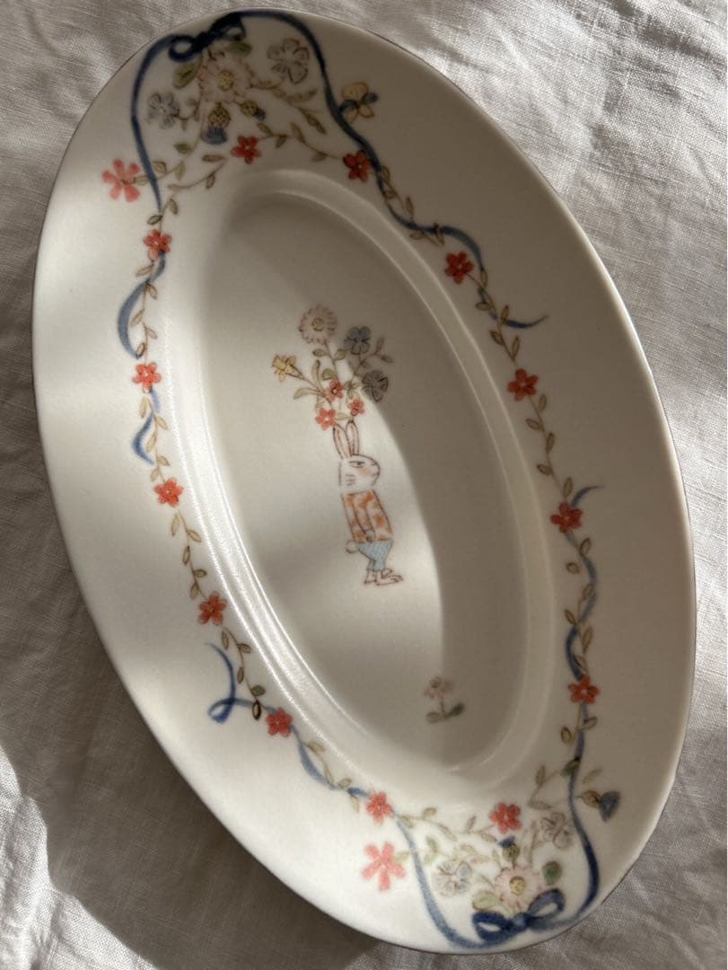 新品未使用❀　中川洋子　オーバルプレート　絵付け皿　陶芸作家　益子焼　お皿　音屋