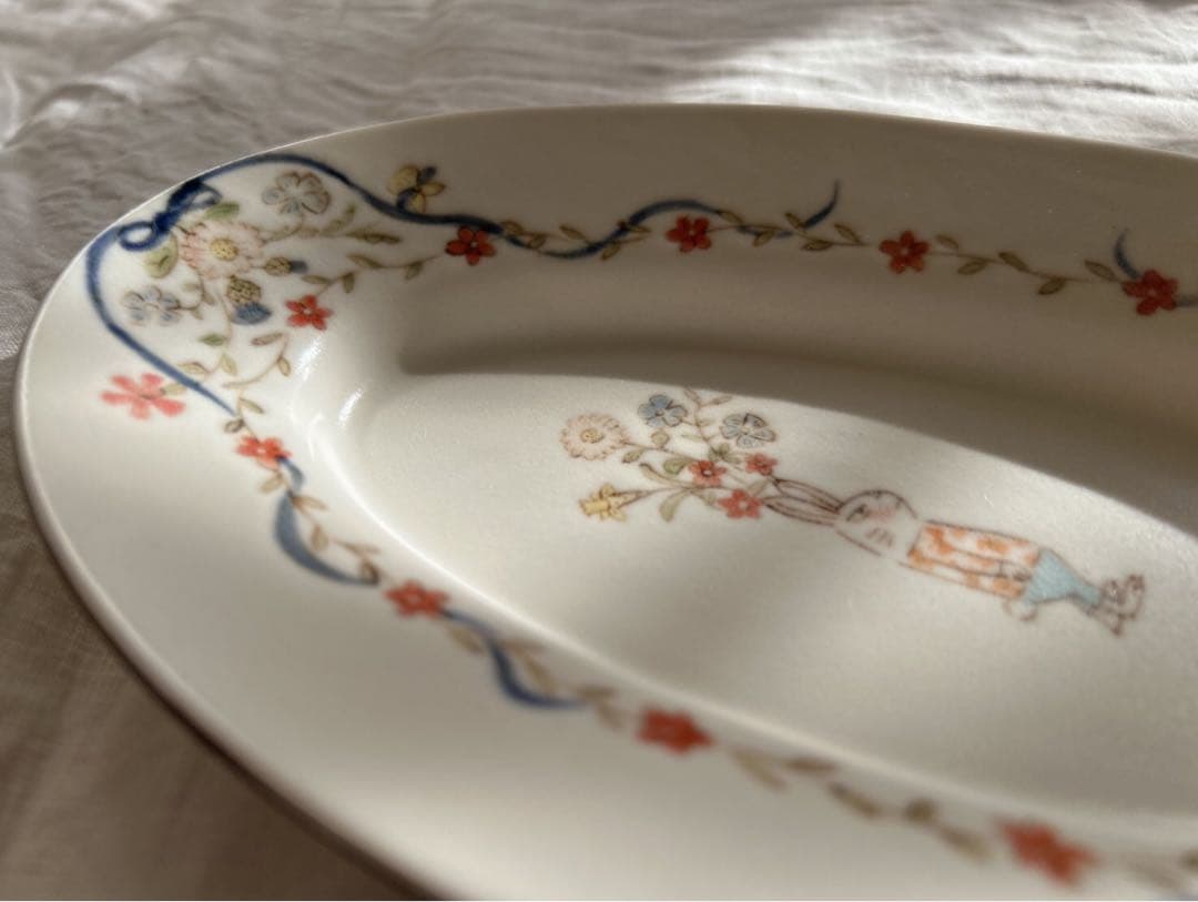 新品未使用❀　中川洋子　オーバルプレート　絵付け皿　陶芸作家　益子焼　お皿　音屋