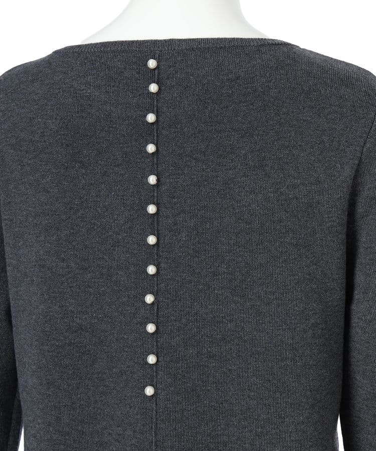 袖口レースニットワンピース