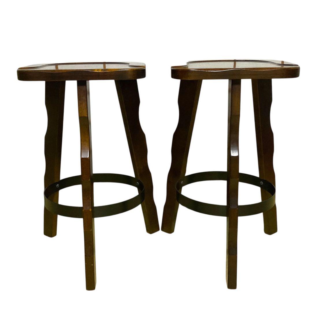 ①【ヴィンテージ】カリモク ルスティック ハイチェア バースツール スツール